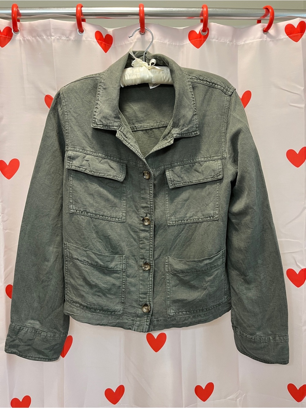 Nicole Miller Olive Utility Jacket with Patch Pockets